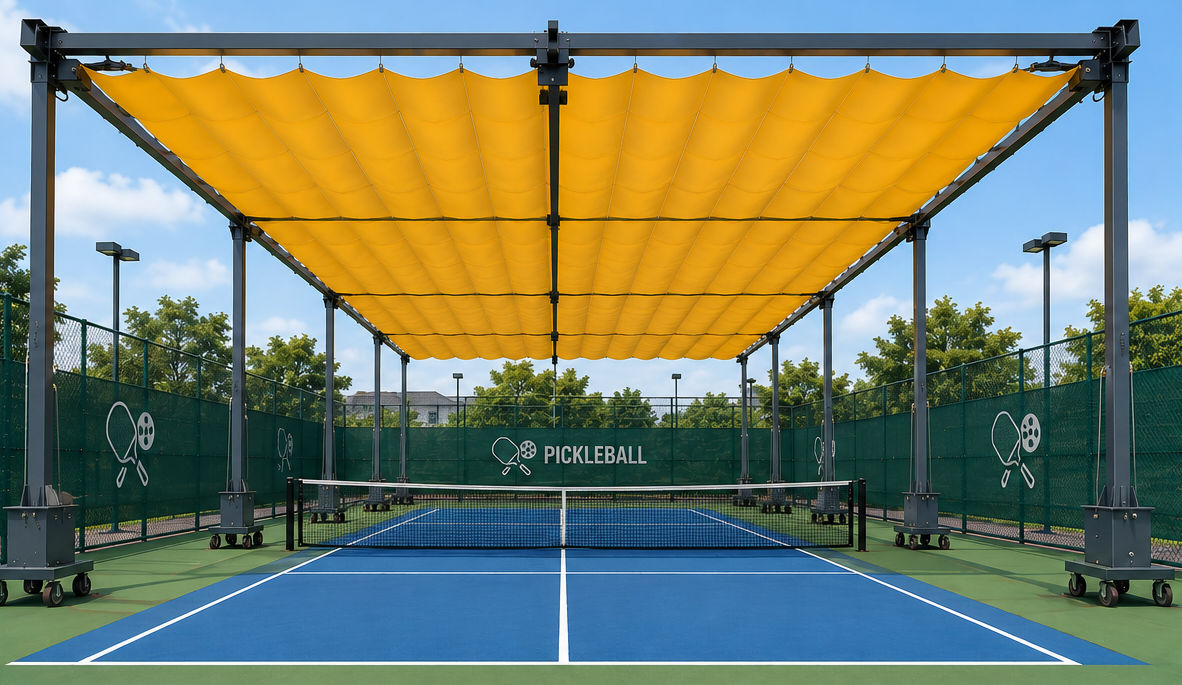 Lắp đặt mái hiên di động cho sân tennis pickleball tại Hà Nội